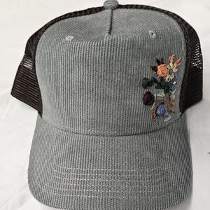 Legacy Sage and Brown Cap with Floral Ribbo Embroidery